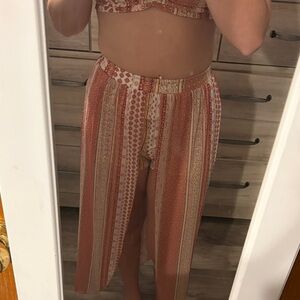 No Boundaries Pink and White Striped Pants